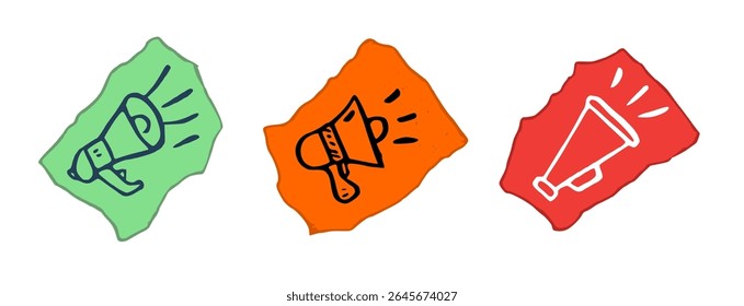 Megaphone Drawing Icon Ripped Paper Cartoon Comic Style