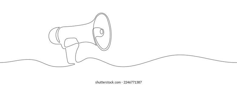 megaphone drawn in Continuous one line on a white background