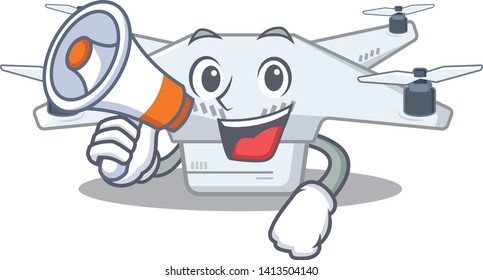 With megaphone drone isolated with in the mascot