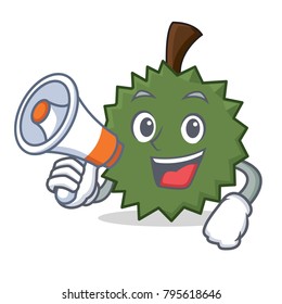 With megaphone Durian character cartoon style