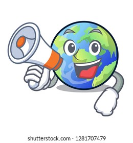 With megaphone earth in the shape on character