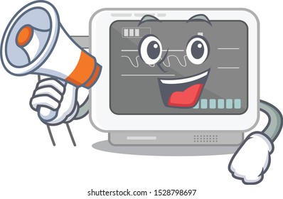With megaphone ecg machine cartoon with the character
