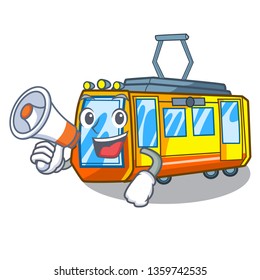 With megaphone electric train in the character shape