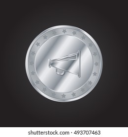 Megaphone embossed realistic silver / platinum coin precious Icon / Logo Design