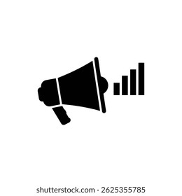 Megaphone Emitting Bar Charts Representing Marketing Data and Business Insights