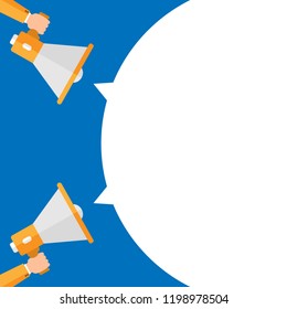 megaphone and empty speech bubble, public relations, message concept paper art, business illustration