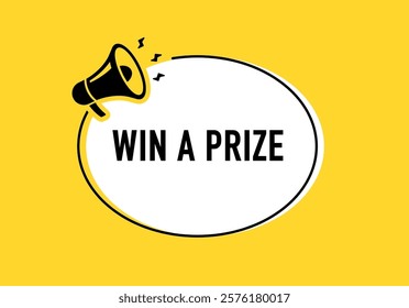Megaphone with enter to win prizes speech bubble. Loudspeaker. Banner for business, marketing and advertising. Vector illustration.