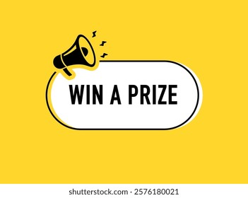 Megaphone with enter to win prizes speech bubble. Loudspeaker. Banner for business, marketing and advertising. Vector illustration.