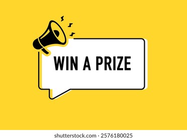 Megaphone with enter to win prizes speech bubble. Loudspeaker. Banner for business, marketing and advertising. Vector illustration.