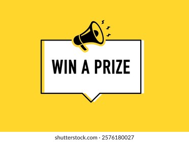 Megaphone with enter to win prizes speech bubble. Loudspeaker. Banner for business, marketing and advertising. Vector illustration.