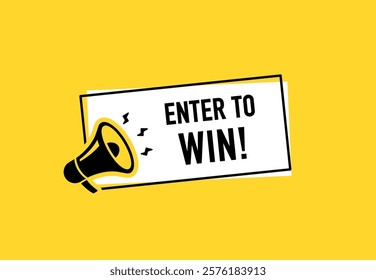 Megaphone with enter to win prizes speech bubble. Loudspeaker. Banner for business, marketing and advertising. Vector illustration.	