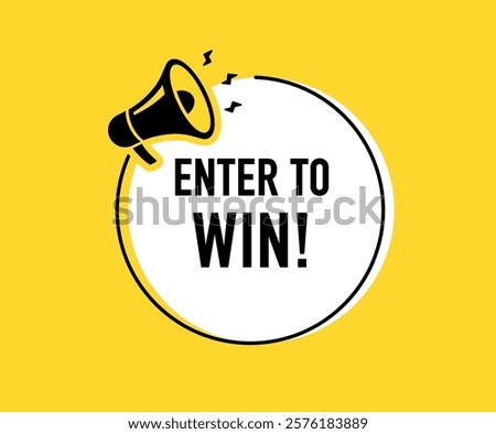 Megaphone with enter to win prizes speech bubble. Loudspeaker. Banner for business, marketing and advertising. Vector illustration.	