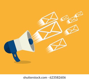 megaphone with envelopes isolated icon