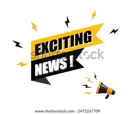 megaphone with Exciting news speech bubble, business design, marketing, announcement, discount, cashback. creative banner. editable vector eps 10.
