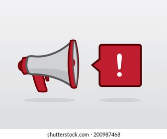 Megaphone with exclamation speech bubble 