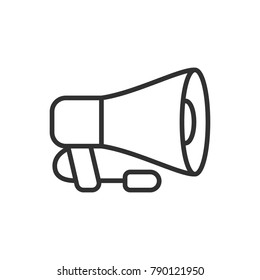 megaphone with external microphone. linear icon. Line with Editable stroke