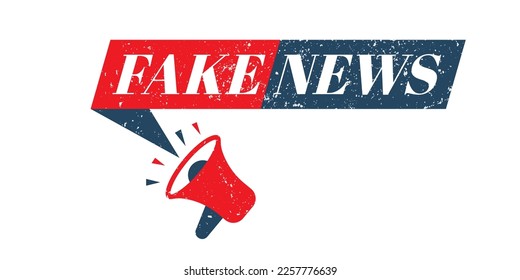 Megaphone Fake News. Sello de goma vectorial. Gráfico vectorial