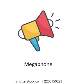 Megaphone Filled Outline Vector Icon Design illustration on White background. EPS 10 File