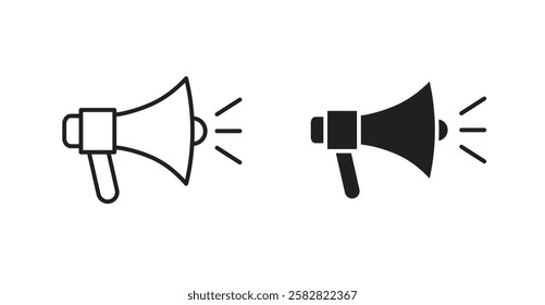 Megaphone filled and outlined icons vectors on white background