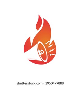 Megaphone fire vector logo design template. Marketing, revolution and news logo concept.