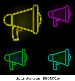 Megaphone, firefighter neon color set icon. Simple thin line, outline vector of firefighter icons for ui and ux, website or mobile application