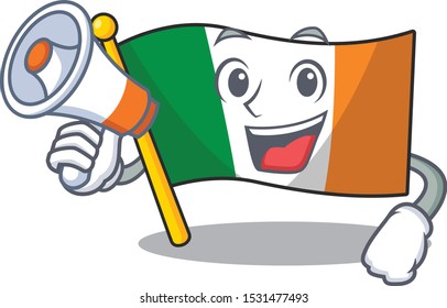 With megaphone flag ireland isolated with the cartoon