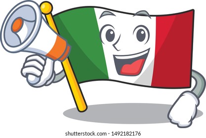 With megaphone flag italy with the character shape