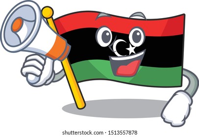 With megaphone flag libya mascot shaped on character