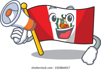 With megaphone flag peru isolated in the macot