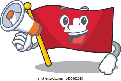 With megaphone flag switzerland with the mascot shape