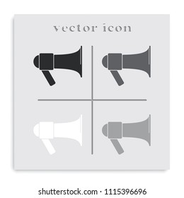Megaphone flat black and white vector icon.