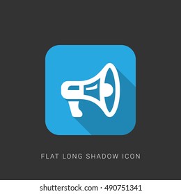 Megaphone Flat blue long shadow Icon / Logo Design