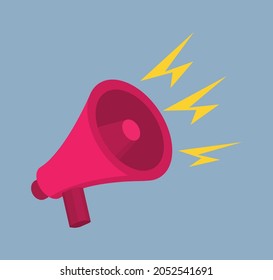 Megaphone with flat color and 3d looks isometric. Digital marketing concept. Loudspeaker of promotion and advertising. Vector illustration stock vector.