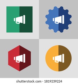 plantilla de conjunto de iconos de color plano megáfono