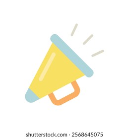Megaphone flat icon. Colorful vector illustration of a loudspeaker. Suitable for announcements, promotions, communication, or event management concepts. Ideal for apps and websites.