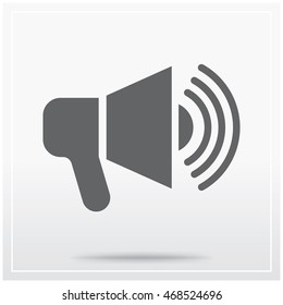 Megaphone. Flat icon of graphical symbol of translation, broadcasting, relay, compilation and so on. Vector illustration