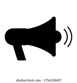 Icono plano megáfono aislado en fondo blanco. Símbolo del altavoz. Ilustración vectorial de altavoz