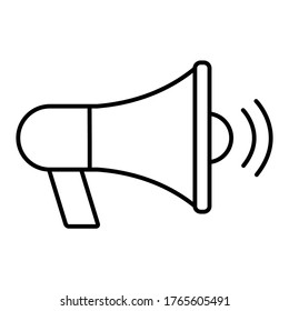 Icono plano megáfono aislado en fondo blanco. Símbolo del altavoz. Ilustración vectorial de altavoz