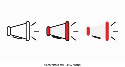 Icono plano Megaphone sobre ilustración blanca