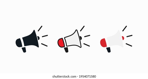Icono plano Megaphone sobre ilustración blanca