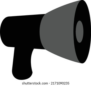 Megaphone Flat Silhouette Mobile Icon. Vector Illustration EPS10. Isolated On White Background. Mega Phone Used To Amplify A Person's Voice Or Other Sounds And Direct It In A Given Direction.