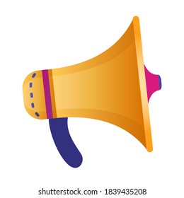Megaphone Flat style, colorful, vector icon for infographics.