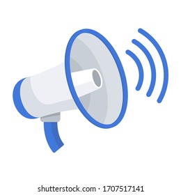 Megaphone Flat vector cartoon illustration. Marketing communications aimed at target audience. Promotion of goods and services for potential customers.