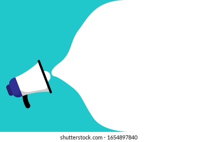 Megaphone flat vector design with blank space for text