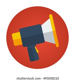 Megaphone flat vector icon that shows concept such as marketing, advertising, speak up, branding, communication, broadcasting, announcement, for your personal or commercial use