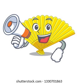 With megaphone folding cartoon fan in the bag