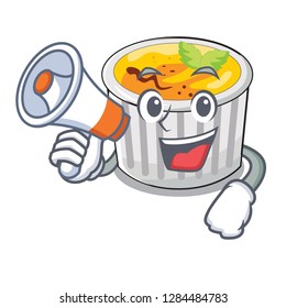 With megaphone food creme brule cartoon ready eat