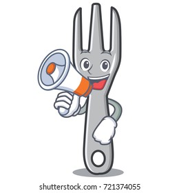 With megaphone fork character cartoon style