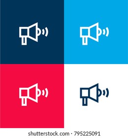Megaphone four color material and minimal icon logo set in red and blue