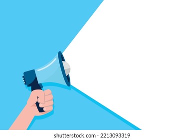 Megáfono con espacio libre para contenido de texto. Anuncio para marketing, promoción, conferencias y anuncios comerciales. Material vectorial